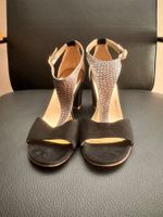 Oroscuro Wildleder Sandale schwarz goldig silber Gr. 39 top