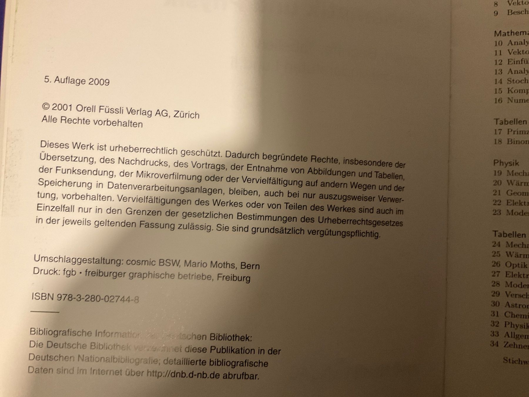 Libri: Fundamentum Mathematik und Physik: Formeln, Begriffe, Tabell – Usato da Avenches venduto da Tinkey 4