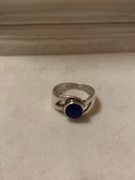 925er Silberring mit blauem Stein, Grösse 54 ein Hingucker!