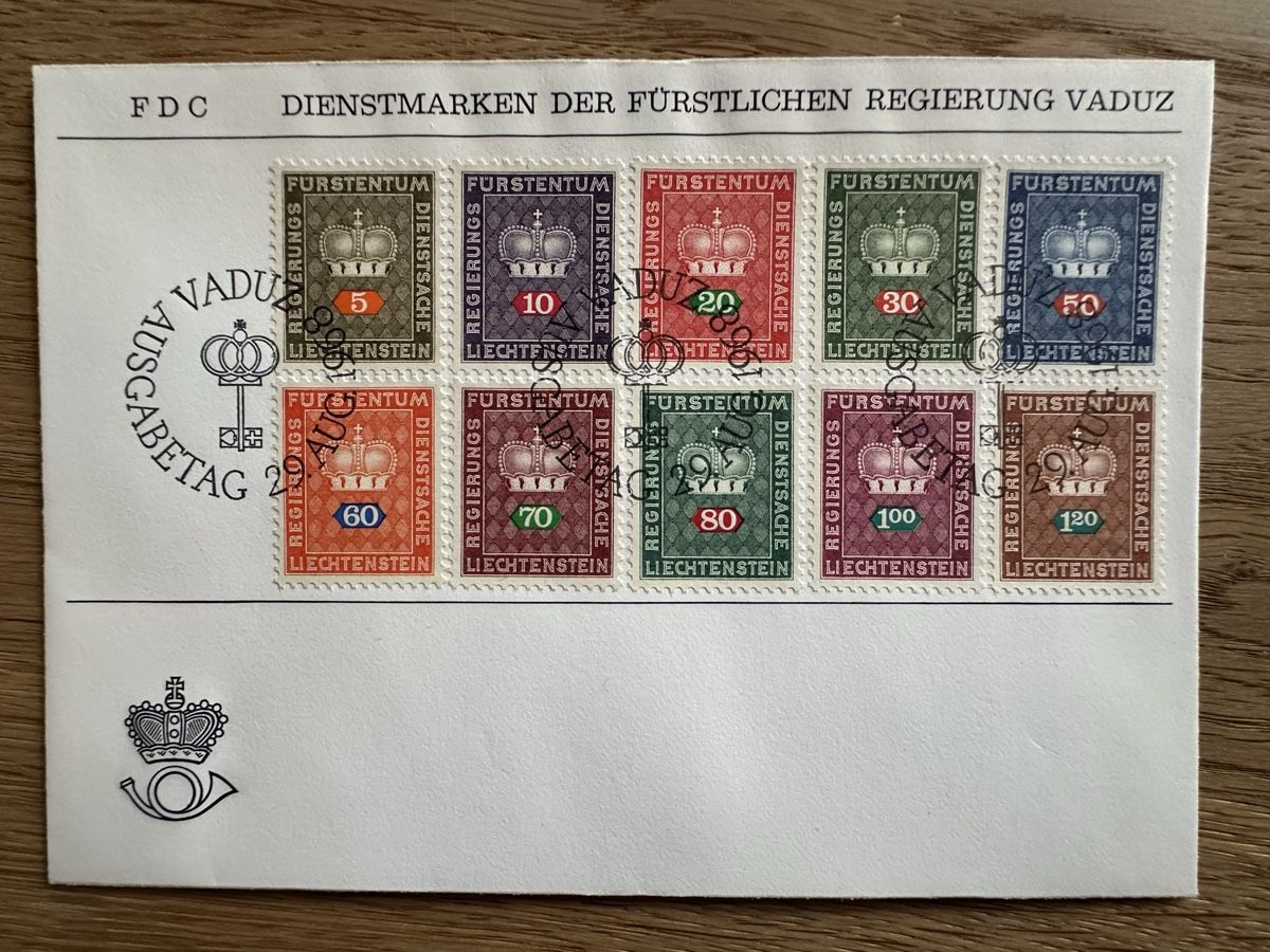 Tutti i francobolli: Liechtenstein - 1968 Dienstmarken FDC – Usato da Schmitten / FR venduto da Samsara169