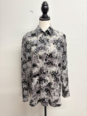 The Kooples Bluse Gr. 36 schwarz silber gemustert Paisley