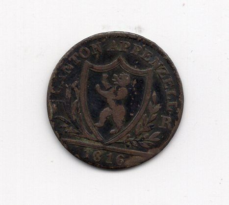 Tutti le monete: (1679) Appenzell, 1 Batz 1816, ss – Usato da Rüthi (Rheintal) venduto da erdnuessli1