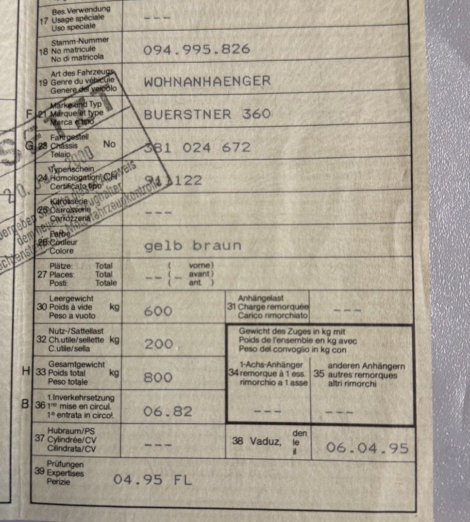 Rimorchi: Buerstner City 360 Wohnwagen  – Usato da Amriswil venduto da Autocent 9