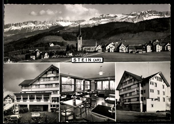 Cartoline postali: Stein /Appenzell, Ortspanorama mit Kirch – Usato da Berlin venduto da bartko-reher
