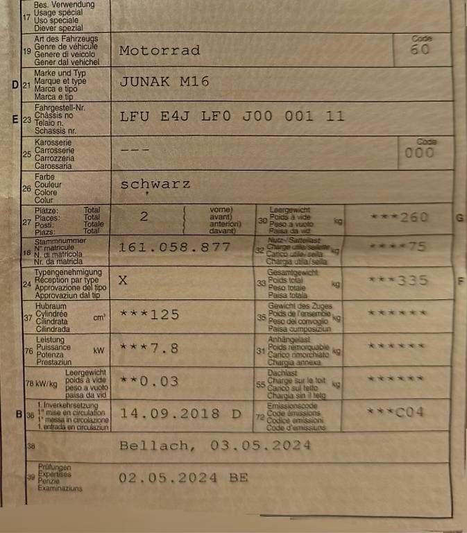 Chopper: Junak m 16 125 cm – Usato da Grenchen, venduto da MARKI285 3