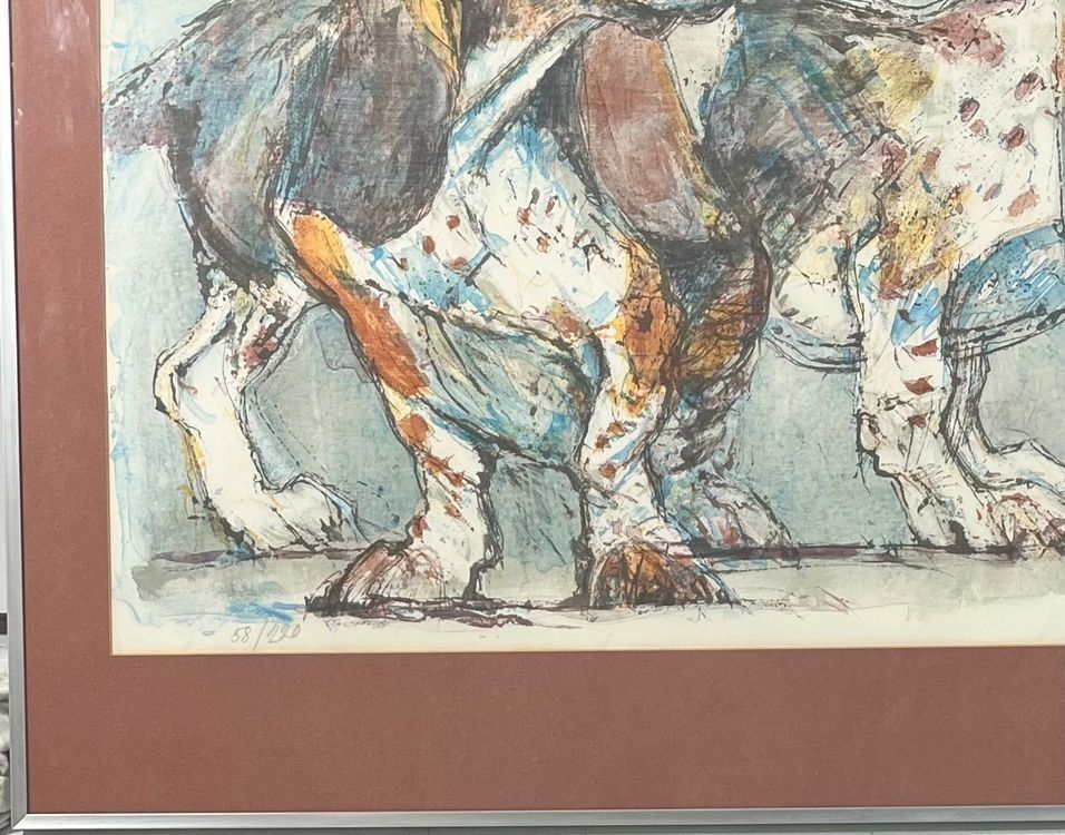 Grafica & Litografie: Fritz Hug  >>Baset-Hunde>>  grosse Farblitho – Usato da Hinwil venduto da Chnap 2