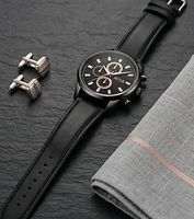 Montre Chronographe Noire & Or Rose 