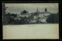 Mondschein-AK Lausanne, La Cathedrale et