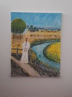 Original Acrylbild – Frau am Fluss – handgemaltes Unikat