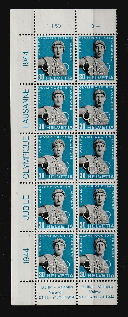 Tutti i francobolli: TEILBOGEN APOLLON 1944, Zu 261w, Fr 20.-- – Nuovo (secondo la descrizione) da Bure venduto da Tarif