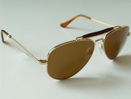 Randolph Sportsman GOLD Rahmen 57mm Skull Temples TAN-3  NEU