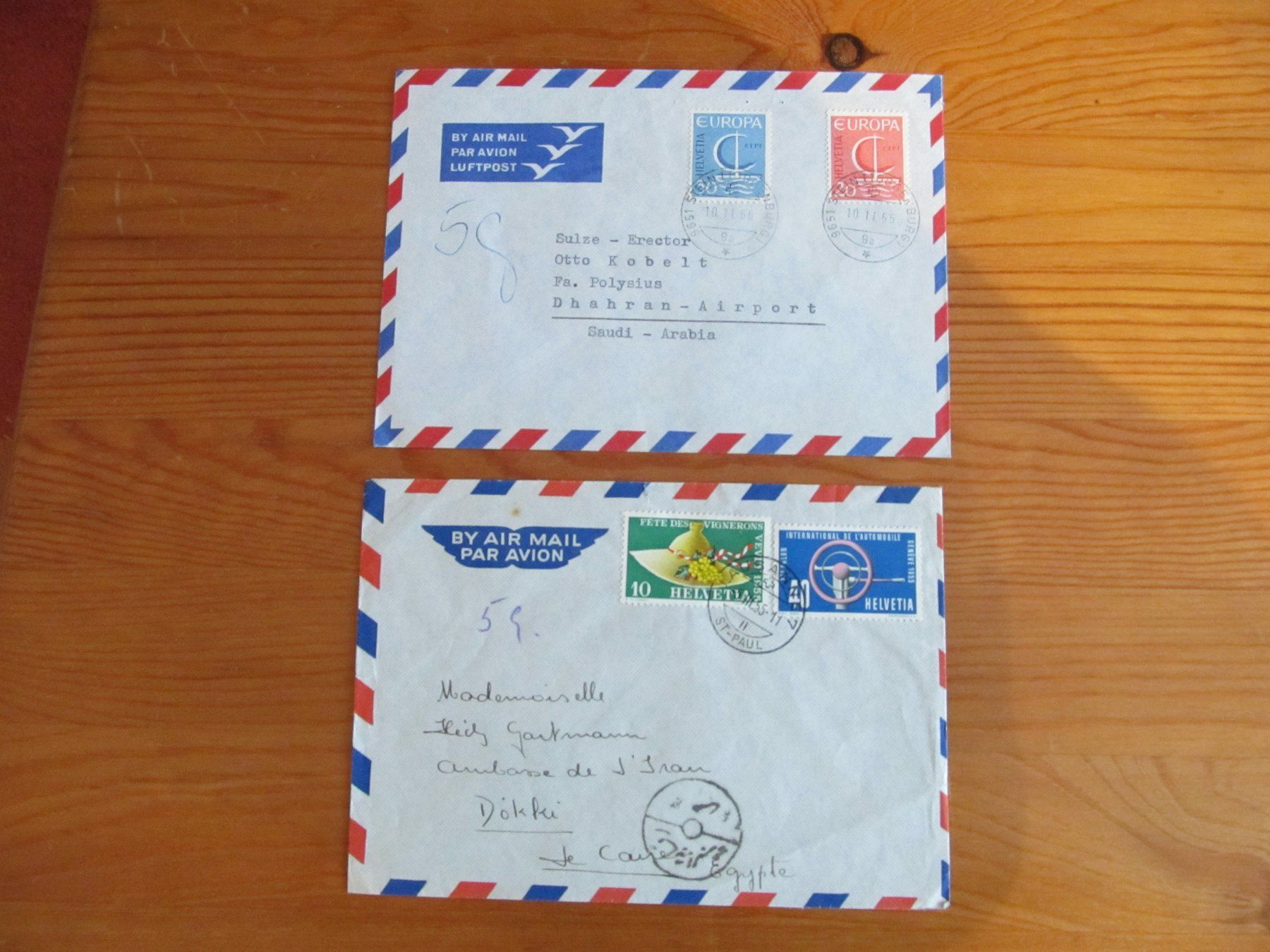 Tutti i francobolli: 1Lot(2Stck) FLUGPOST von 1955 – Usato da Emmenbrücke venduto da Luzern1947