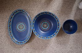 Schönes Keramik Set, Schale & Platte, Mediterran-Stil