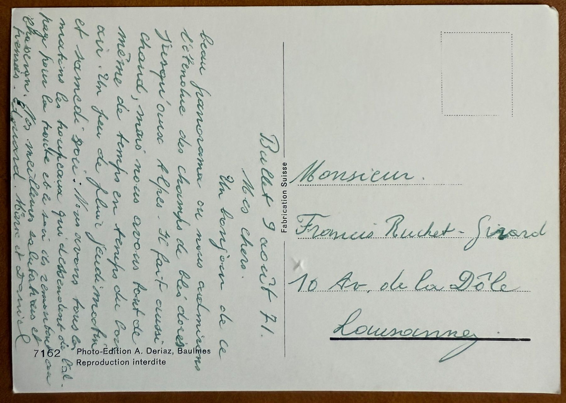 Cartoline postali: Bullet - 1970 – Usato da Lutry venduto da Ediego 1