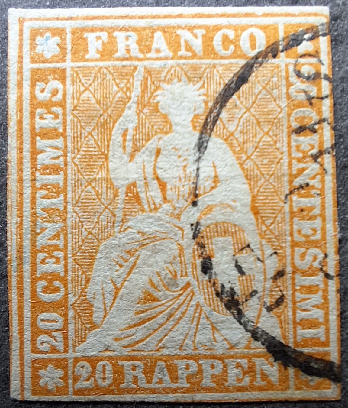 Tutti i francobolli: Strubel 25D mit Befund Kat. 280.- – Usato da Balgach venduto da SIMEON27