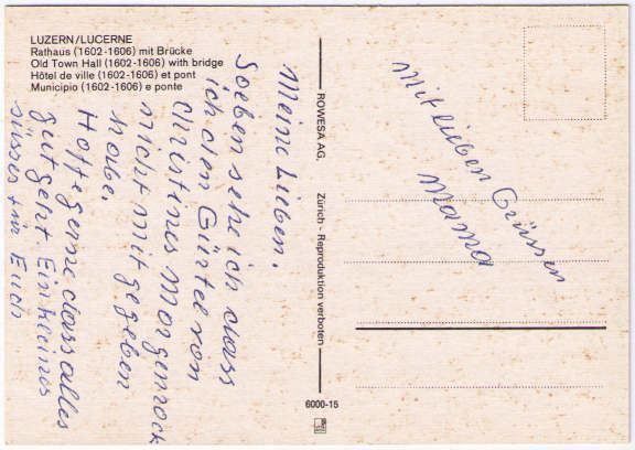 Cartoline postali: Luzern - Rathaus mit Brücke – Usato da Binningen venduto da Mountainrider 1