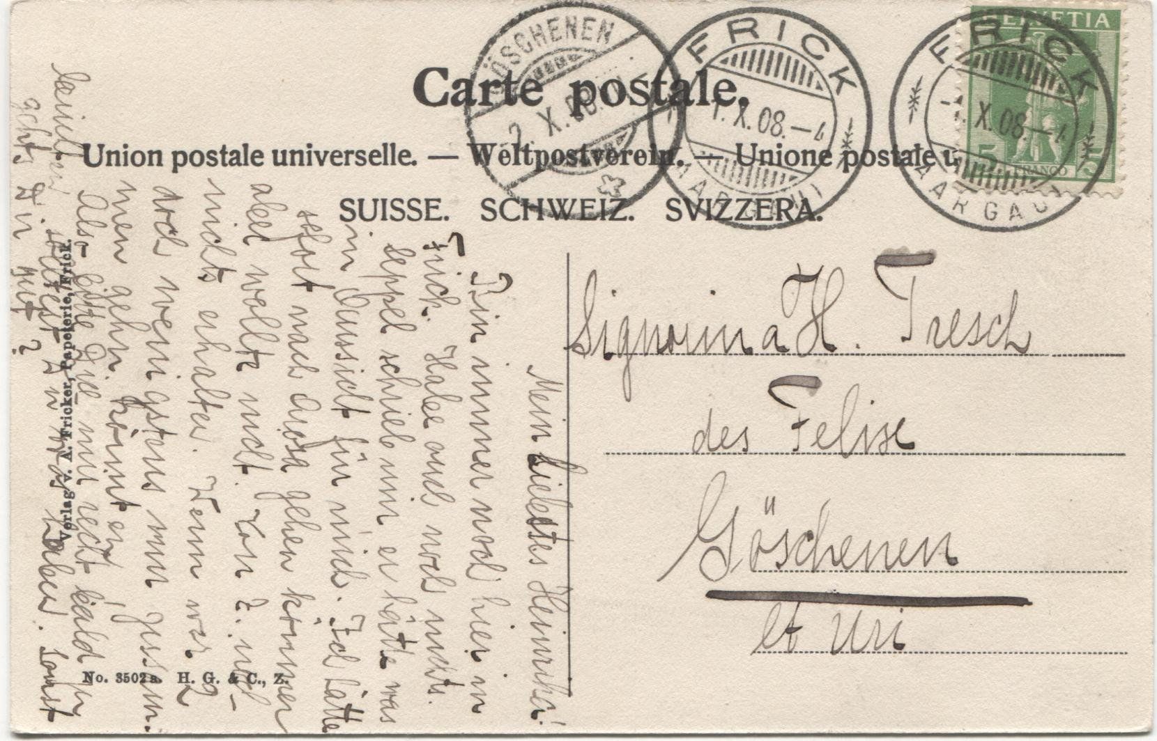 Cartes postales: FRICK AG 1908 – D'occasion à Rothrist par Clanx 1