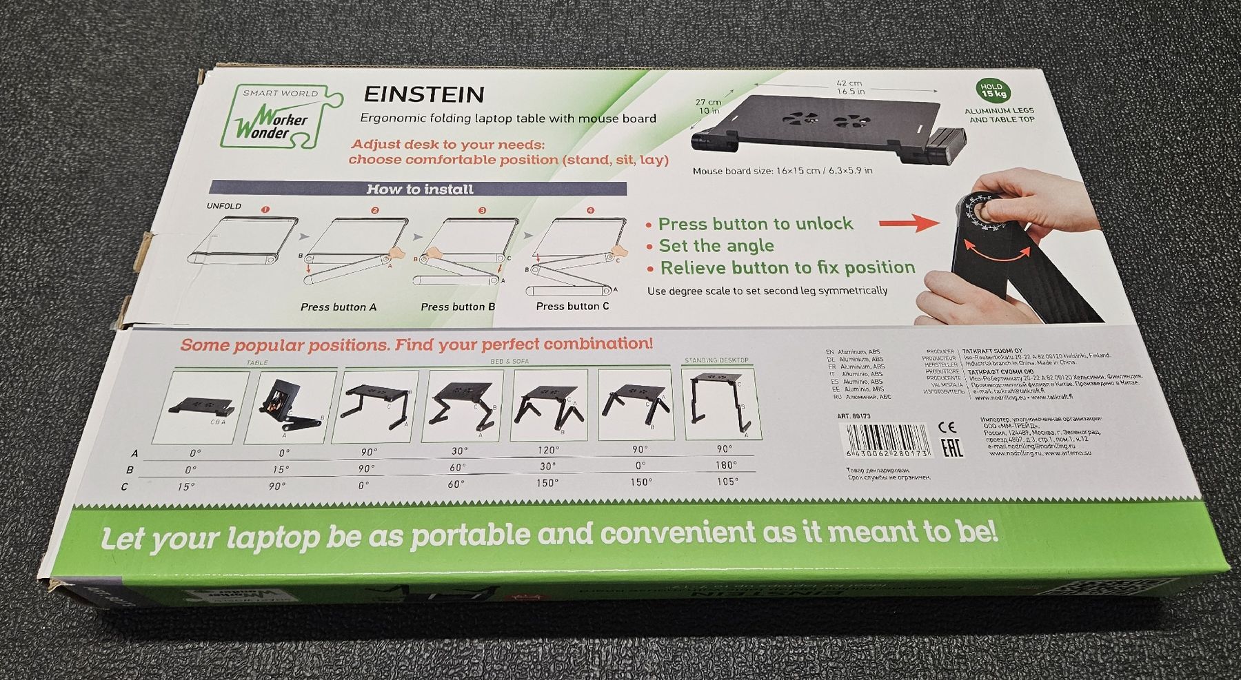 EINSTEIN Ergonomischer Laptop-Tisch – NEU & Originalverpackt (Neu und ...