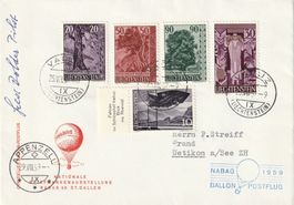 Ballonflug NABAG 59, mit LIC-Frankatur u Original-US Piloten