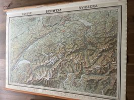 Schulwandbild Schulwandkarte SCHWEIZ 1964