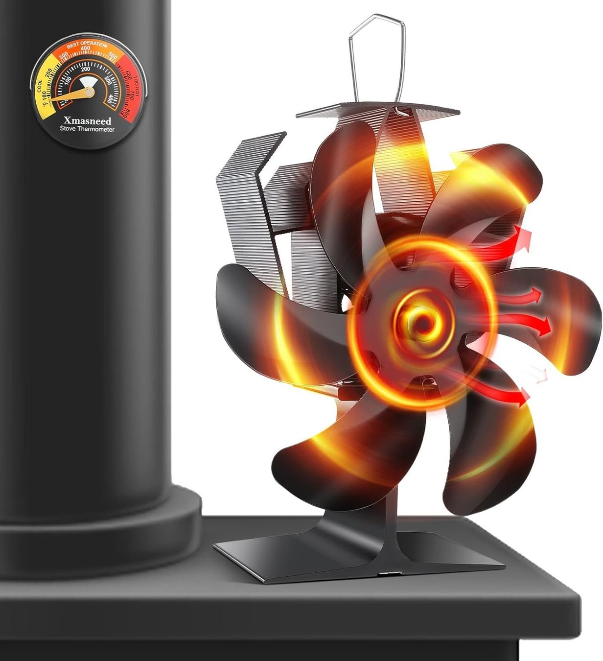 Camini: Ofenventilator 6 Blatt Kamin Lüfter inkl. Thermometer – Nuovo e nell'imballaggio originale da Sulz LU venduto da Elektrofachverkauf 7