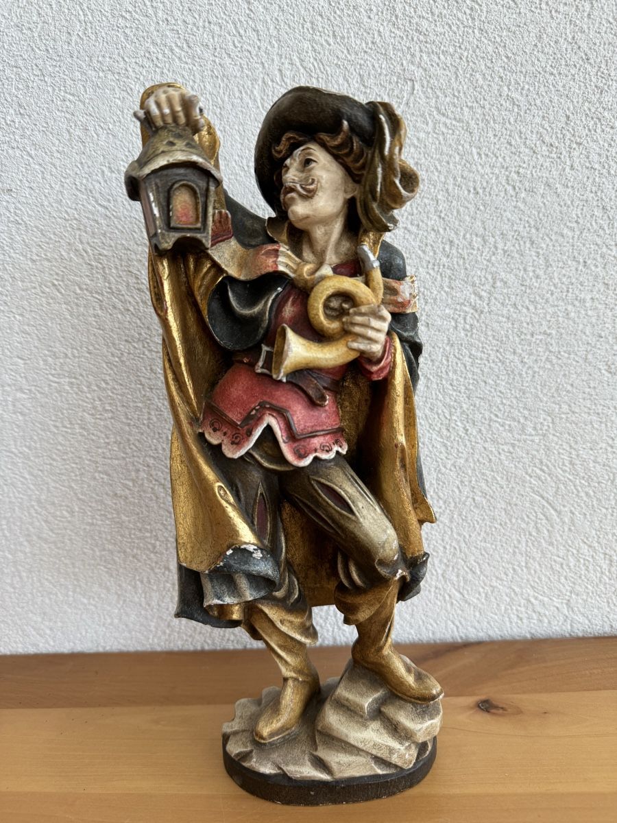 Sculture & Statue: Nachtwächter Holzfigur geschnitzt Handbemalt handgeschnitzt – Usato da Morges venduto da SevArt