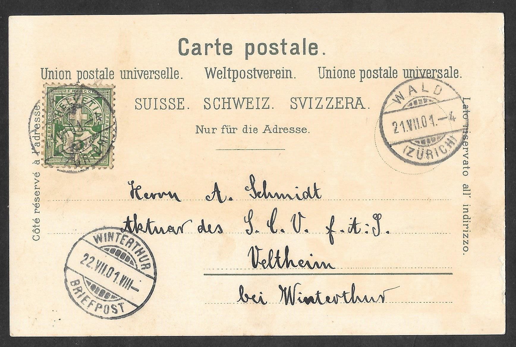 Ansichtskarten: Wald farbige Lithografie 2 Bilder – Gebraucht aus Olten von clotaldi 1