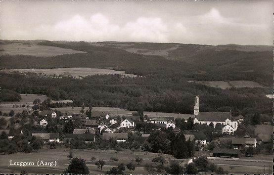 Cartoline postali: Leuggern AG Ortsansicht Kirche Nr.6589 , ca.1950 – Usato da Solothurn venduto da Bepposol