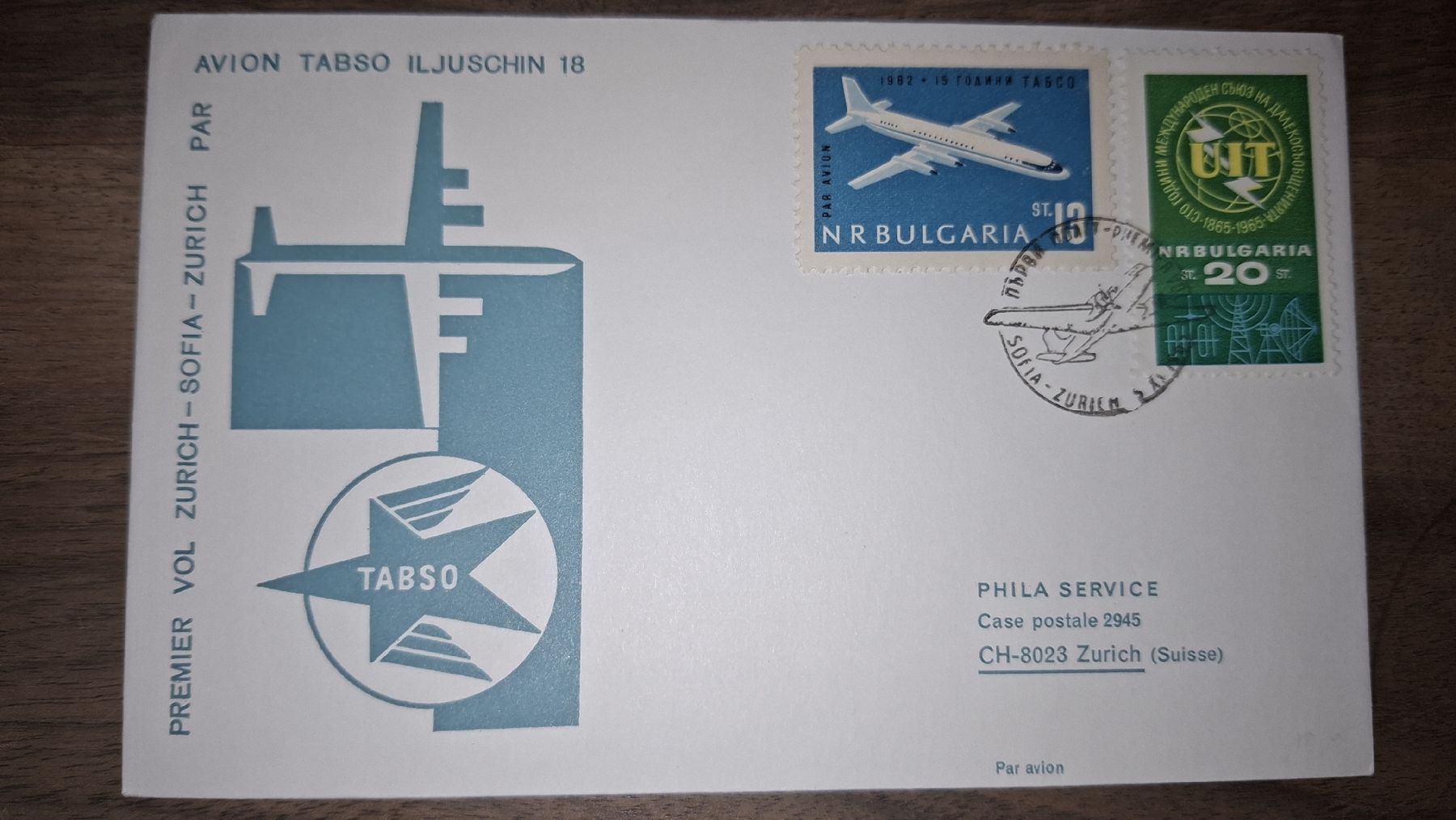 Tutti i francobolli: Tabso Zürich - Sofia - Zürich  – Usato da Balgach venduto da SIMEON27