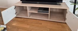 TV-Lowboard Holzoptik weiss mit Gebrauchsspuren