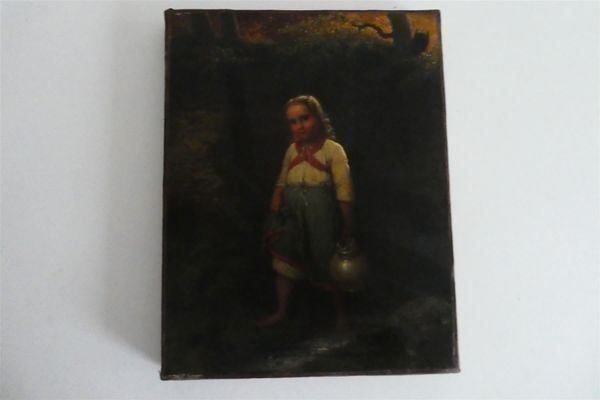 Dipinti: Gemälde - Mädchen mit Krug am Bächlein mit Rahmen – Nuovo (secondo la descrizione) da Zürich venduto da ursinas-shop 2