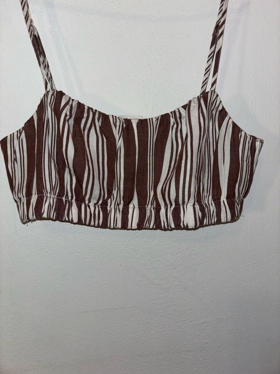 Crop Top Rayé American Eagle – Vert Moutarde/blanc – Neuf Taille M Junior