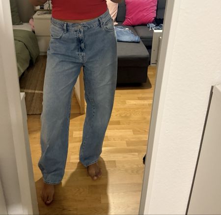 Zara Mid-Rise Baggy Jeans hellblau EUR 40 guter Zustand