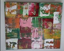 Gemälde bunt quadratisch handmade 50×60×4