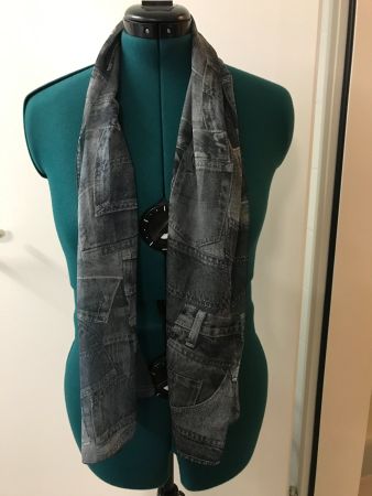 Schicker Jeans-Print Seidenschal ca 30x133cm