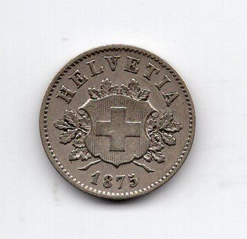 Tutti le monete: (2079) CH, 10 Rappen 1875, vz – Usato da Rüthi (Rheintal) venduto da erdnuessli1