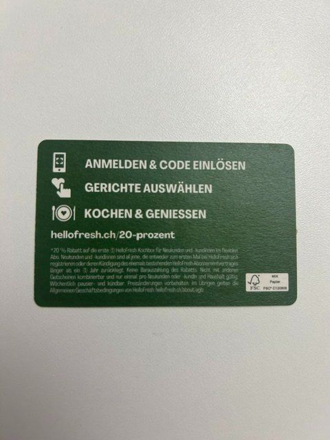 Buoni: Hello Fresh 20% Rabatt-Gutschein – Nuovo e nell'imballaggio originale da Burgdorf venduto da MCSchweizer88 1