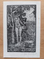 Exlibris Josef Hodek - Original Holzschnitt Erotik signiert