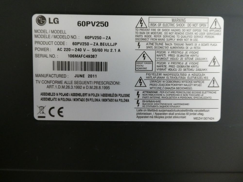 TVGerät LG 60PV250 Kaufen auf Ricardo