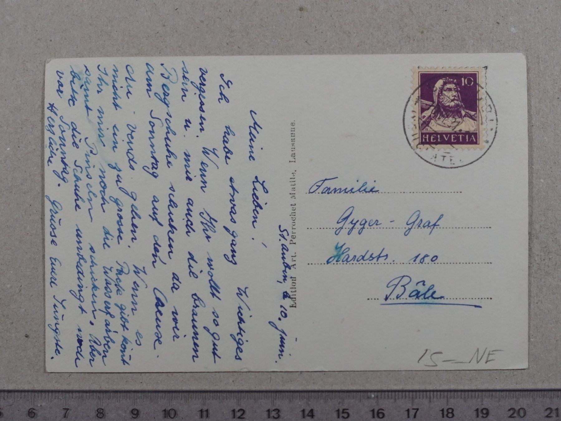 Cartoline postali: St. Aubin, 1931 – Usato da Lenzburg venduto da fh1 1