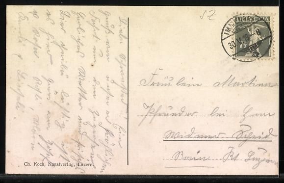 Cartoline postali: AK Immensee, Hotel Eiche und Post, 1919 – Usato da Berlin venduto da bartko-reher 1