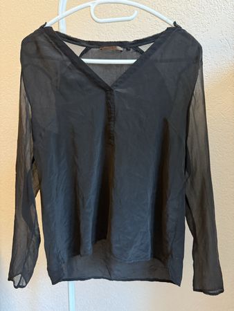Blouse noire transparente soie Sack’s, taille 0