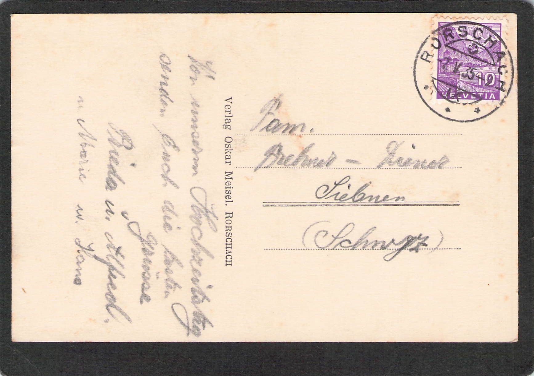 Cartoline postali: #Rorschach - Pfarrkirche , gel. 1935 – Usato da Reichenburg venduto da Pipo-67 1