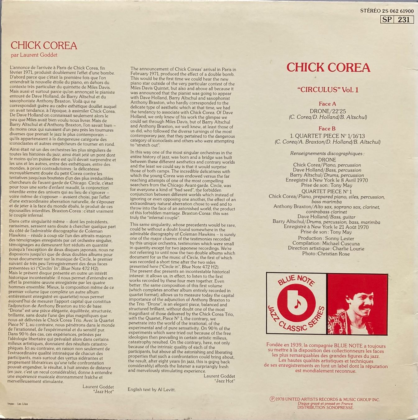 Dischi in vinile: CHIC COREA - CIRCULUS VOL. 1 – Usato da Poliez-Pittet venduto da Newtown-Records 1
