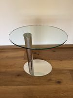 Beistelltisch oval Glasplatte Chromfuss