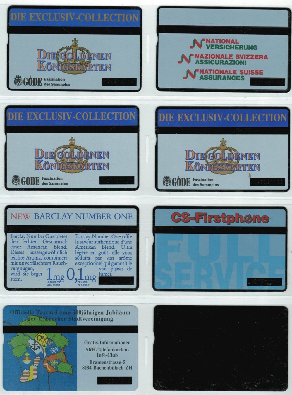 Telefon- & Taxkarten: 8 Taxcards – Gebraucht aus Zürich von Tolima194 1
