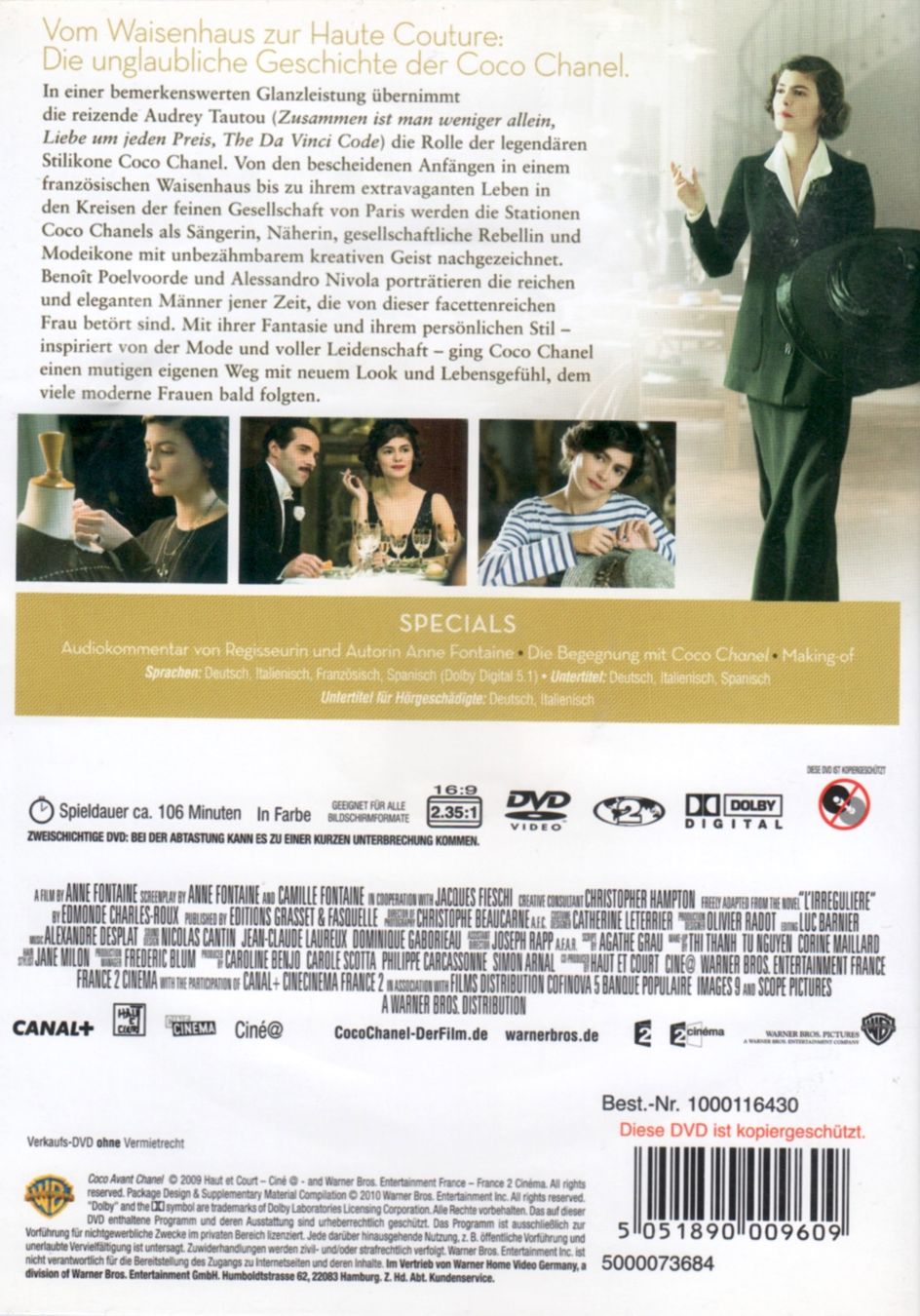 Tutti i DVDs: DVD: Coco Chanel (mit: Audrey Tautou, Benoît Poelvoorde) – Usato da Tägerig venduto da fil_f8k6 1