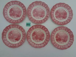 6 Dessertteller Palissy Pottery -Thames River Scenes England