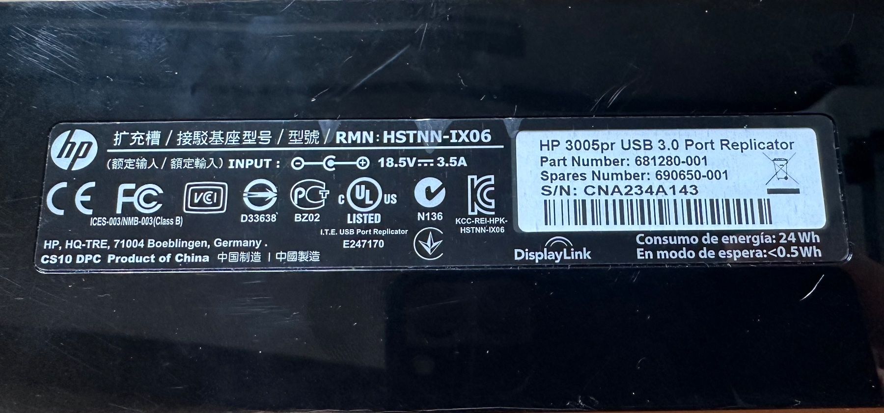 Hewlett Packard Docking station: USB 3.0 Port Replicator – Usato da Hittnau venduto da har_7ndb 3