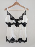 Dolce & Gabbana Top Seide Schwarz Weiss Spitze Grösse M